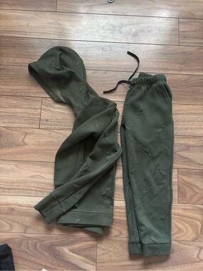 Andy & Evan Olive Green Hooded Sweatshirt and Jogger Set